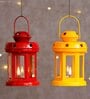 Mordern Yellow Iron (Set of 2) Hanging Tea Light Holder