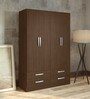 Morinari 4 Door Wardrobe In Regato Walnut Finish With 4 Drawers