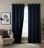 Moroccan Blue Blackout Polyester Polyester Curtains for Long Door Pack of 2