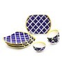 Moroccan Meals 8 Pcs Blue & White Ceramic Dinnerware Set