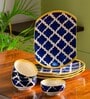 Moroccan Meals 8 Pcs Blue & White Ceramic Dinnerware Set