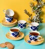 Morrocan 160ml Blue & White Ceramic (Set of 12) Tea Cup & Saucer Set