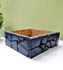 Mosaic Mint Blue  Handpainted 9 inch Wood Serving Tray