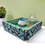 Mosaic Mint Green  Handpainted  Wood 11 inch (Big) Serving Tray