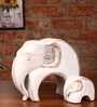 Mother and Baby Elephant Showpiece Set (White)