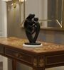 Mother Baby Black Heart Showpiece With White Marble Base