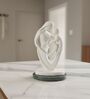 Mother Baby White Heart Showpiece With Green Marble Base