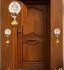 Mother Of Pearl Ganesha Riddhi Siddhi Hangings With Yellow Latkans