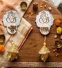Mother Of Pearl Ganesha Shubh Labh Hangings With Yellow Latkans