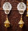 Mother Of Pearl Ganesha Shubh Labh Hangings With Yellow Latkans