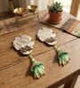 Mother Of Pearl Om Riddhi Siddhi Hangings With Green Latkans