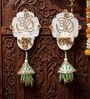 Mother Of Pearl Om Shubh Labh Hangings With Green Latkans
