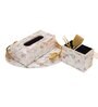 Mother of Pearl Serving Tray, Tissue Holder & Spoon Holder Set for Kitchen & Dining