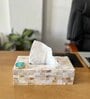 Mother of Pearl Green Stone Tissue Box