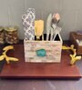 Mother of Pearl Green Stone Cutlery Holder