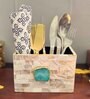 Mother of Pearl Green Stone Cutlery Holder