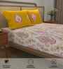 Motif Mustard Floral 144 Tc Cotton Double Bedsheet With 2 Pillow Covers