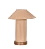 Moulins Small Beige Color Fabric Table Lamp With Brown Wood