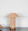 Moulins Small Beige Color Fabric Table Lamp With Brown Wood