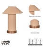 Moulins Small Beige Color Fabric Table Lamp With Brown Wood