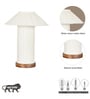 Moulins Small White Color Fabric Table Lamp With Brown Wood