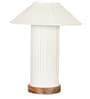 Moulins Small White Color Fabric Table Lamp With Brown Wood