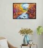 Mountain River Multicolour Synthetic Wood Framed Canvas Wall Painting