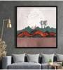 Mountain Tree With Deer And Flying Bird Art Canvas Art Print