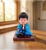 Blue Moving Bobble Head Monk Buddha Idol Showpiece