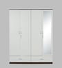 Mozart 4 Door Wardrobe In White Finish with mirror
