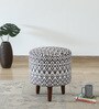 Mozart Fabric Seating Stool In Provincial Teak Finish