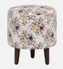 Mozart Fabric Seating Stool In Provincial Teak Finish