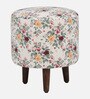 Mozart Fabric Seating Stool In Provincial Teak Finish