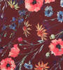 Mozart Velvet Fabric Seating Stool In Floral Print on Red Colour