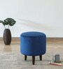 Mozart Velvet Seating Stool In Blue Colour