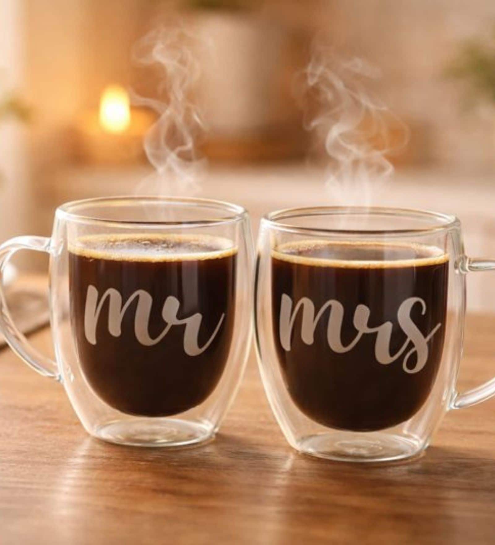 Pack of 2 Double Wall Glasses Espresso Cups with Handle 350 ml