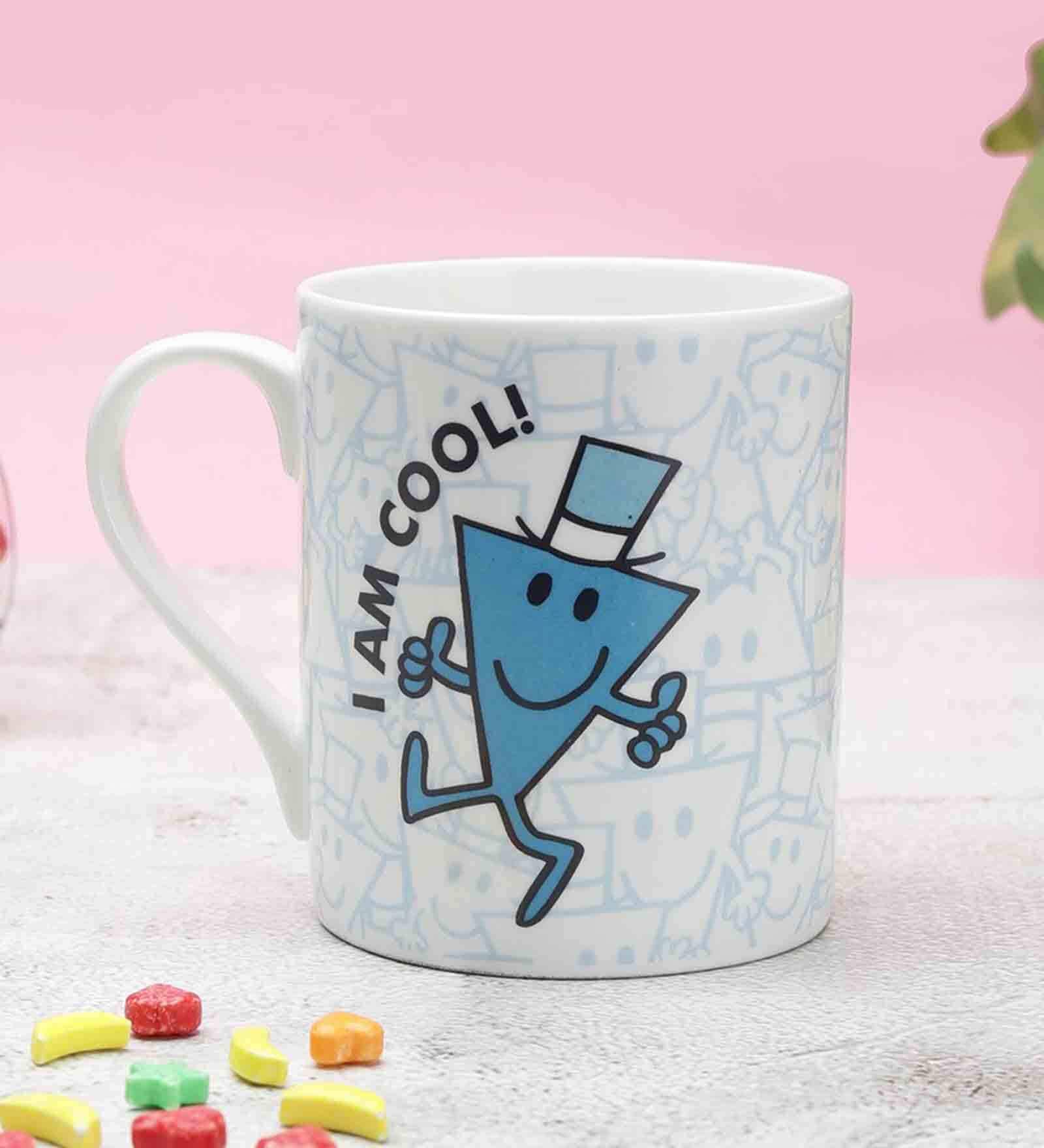 Mr. Cool 330ml White & Blue Ceramic Coffee Mug