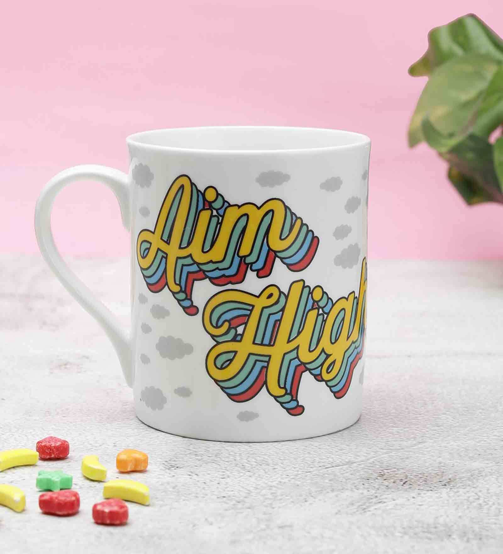 Mr. Happy 330ml White & Yellow Ceramic Coffee Mug