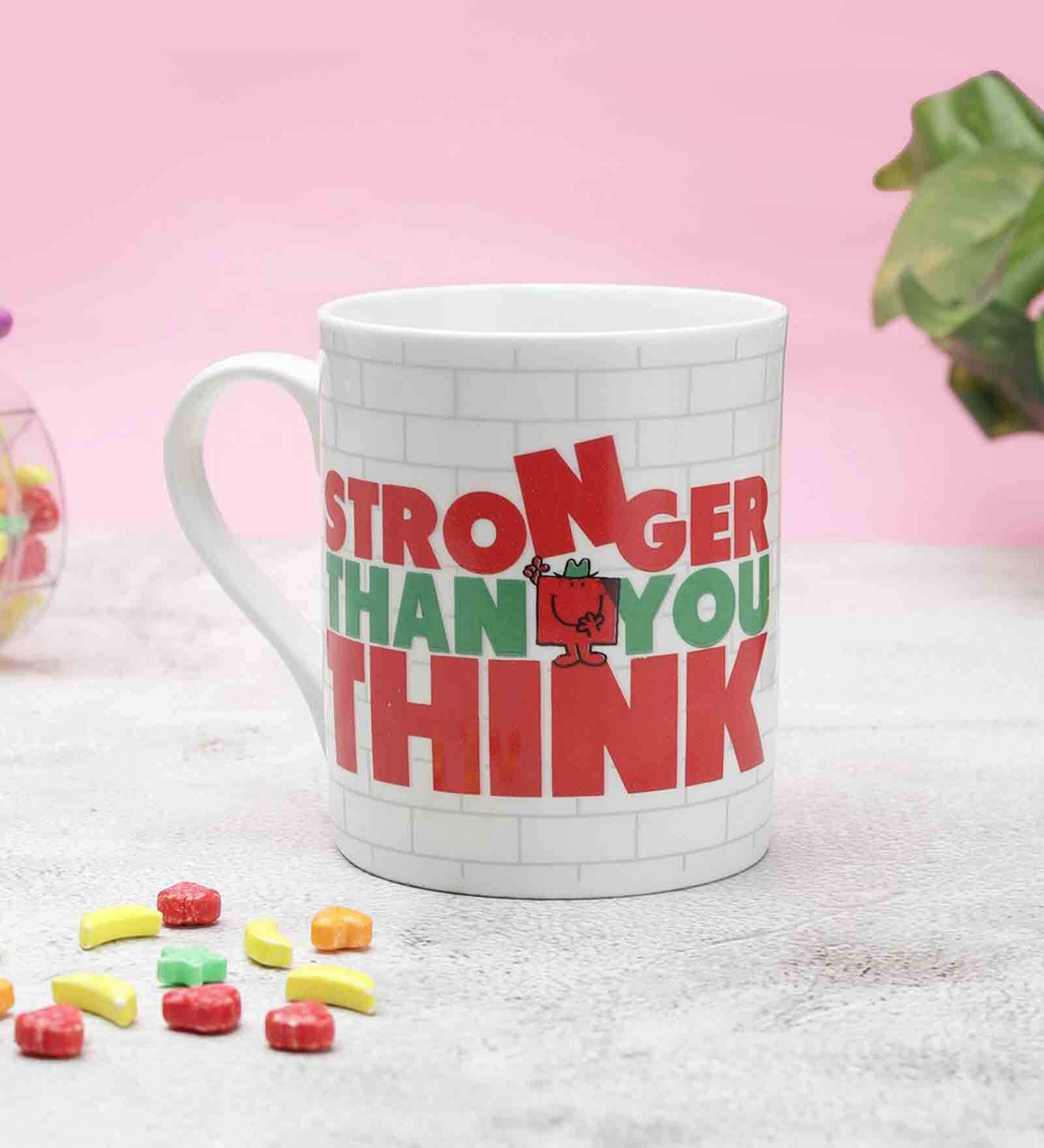 Mr. Strong 330ml White & Red Ceramic Coffee Mug