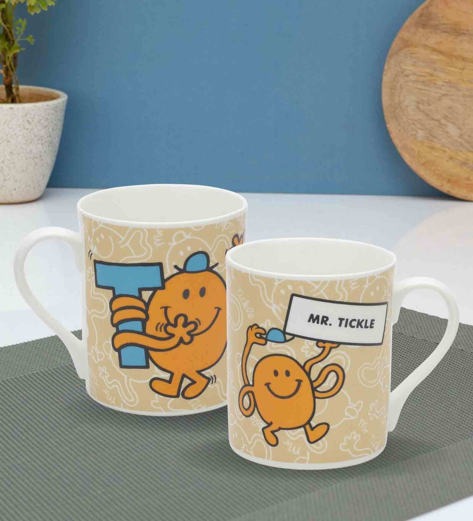 Mr. Tickle 330ml Cream & Orange Ceramic (Set of 2) Coffee Mug