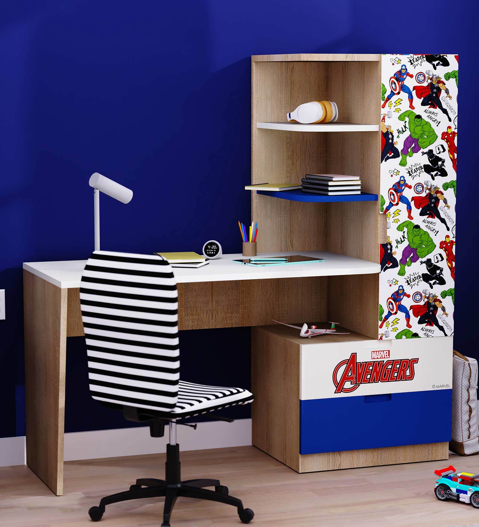 Mr Practical Avengers Kids Study Table in Oak Finish