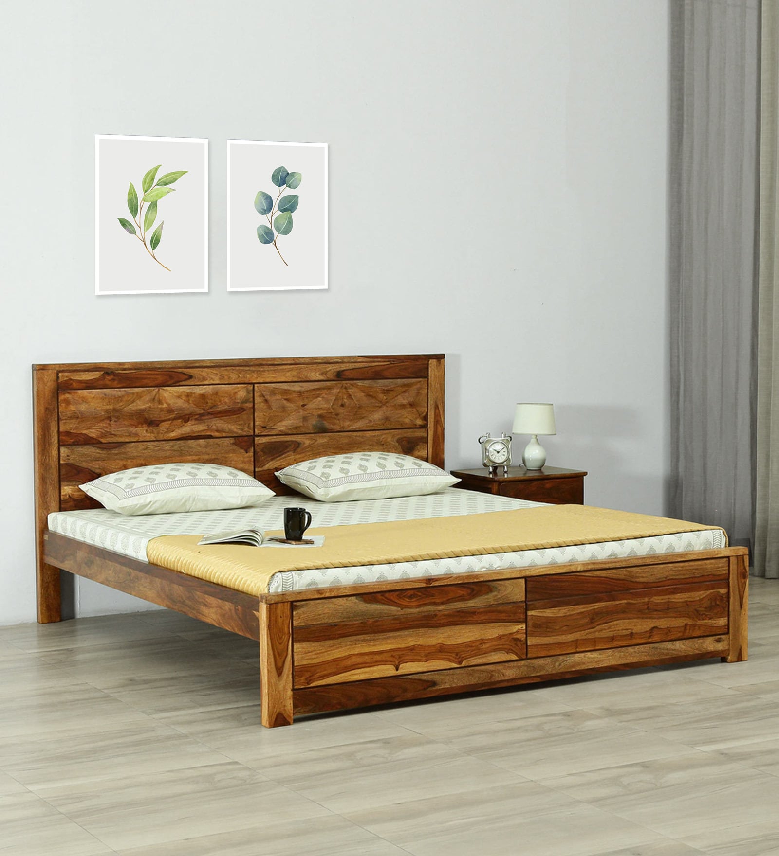 Buy Zaragoza Sheesham Wood King Size Bed In Rustic Teak Finish at 11% ...