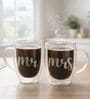 Pack of 2 Double Wall Glasses Espresso Cups with Handle 350 ml
