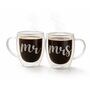 Pack of 2 Double Wall Glasses Espresso Cups with Handle 350 ml