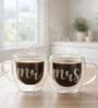 Pack of 2 Double Wall Glasses Espresso Cups with Handle 250 ml