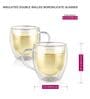 Pack of 2 Double Wall Glasses Espresso Cups with Handle 250 ml