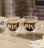 Pack of 2 Double Wall Glasses Espresso Cups with Handle 250 ml