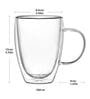 Pack of 2 Double Wall Glasses Espresso Cups with Handle 350 ml