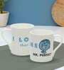 Mr. Perfect 330ml White & Blue Ceramic (Set of 2) Coffee Mug