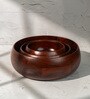 Set of 3 Mrida Serving Bowl Set Handcrafted Acacia Wood Bowls